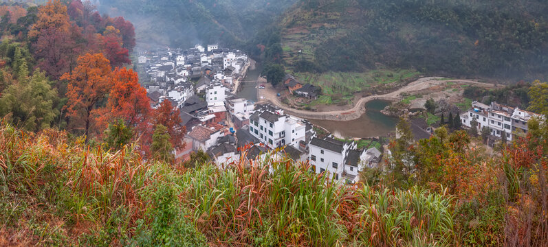 婺源长溪村全景图