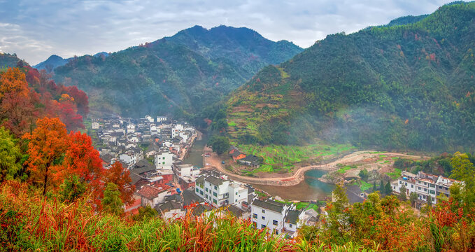 婺源长溪村全景图