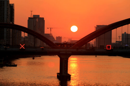 广州珠江落日夕阳