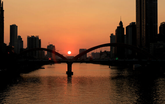 广州珠江夕阳美景