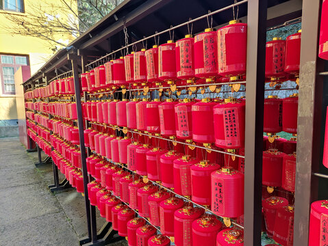 浙江杭州寺庙祈福纸灯