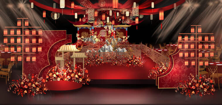 红色传统中式婚礼效果图