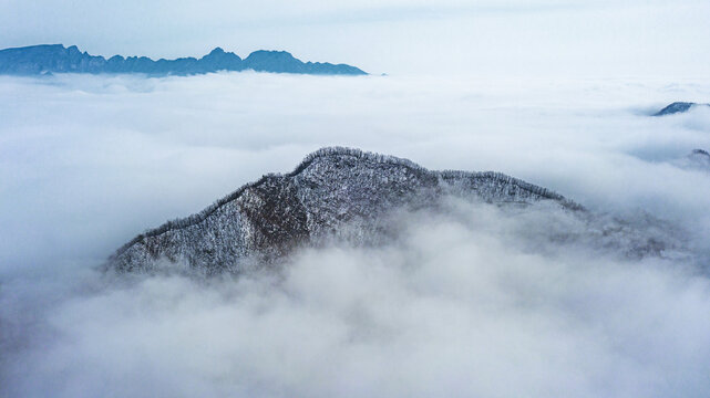 山西运城历山雪后云海飘渺美如