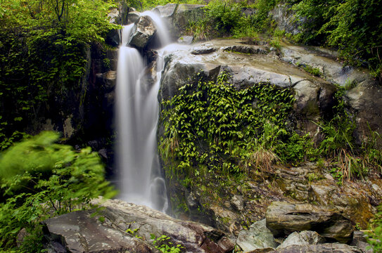 小溪流水山涧瀑布绿色森林山泉