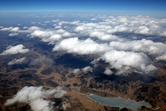 空中俯瞰内蒙古打虎石水库