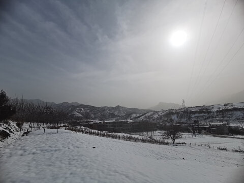 农村雪景