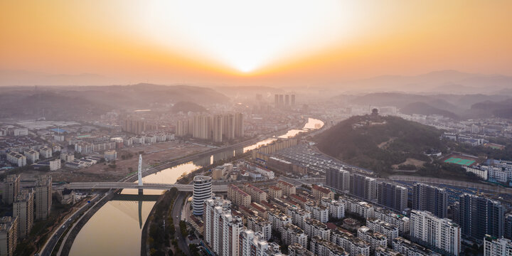 绍兴市新昌县城市风光航拍