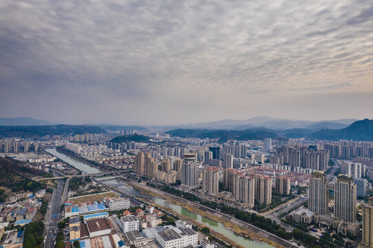 绍兴市新昌县城市风光航拍