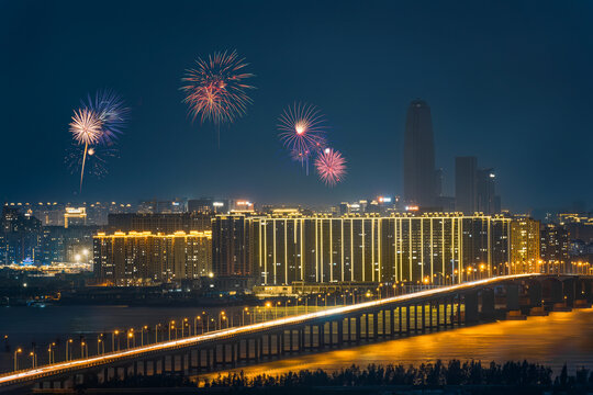 浙江台州椒江节日夜景