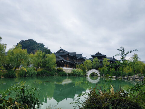 平远古镇小桥流水园林景观