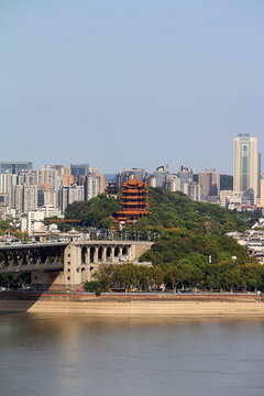 湖北武汉黄鹤楼城市建筑风光