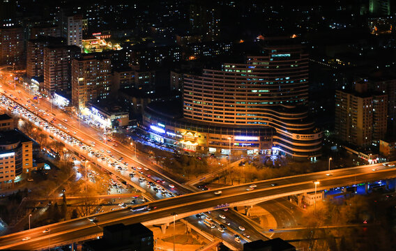 北京高空俯瞰夜景