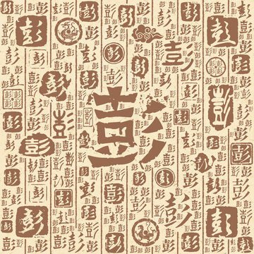 彭字书法文字背景底纹