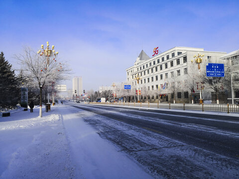 冬季北方城市街道