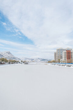 冬季北方城镇雪后景色