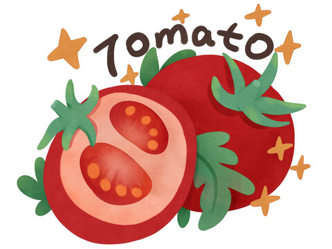 手绘果蔬西红柿番茄