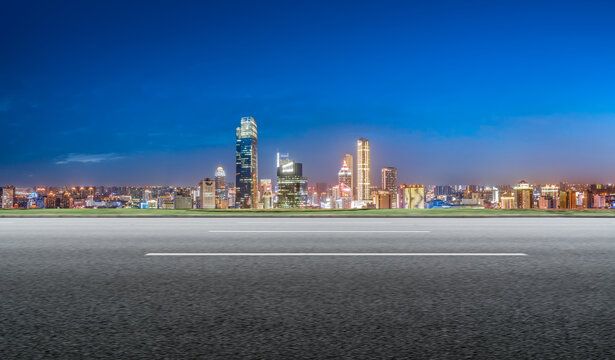 道路地面和城市风光夜景