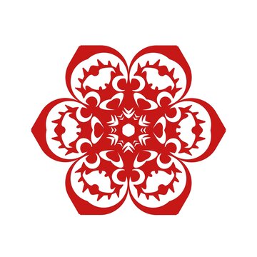 剪纸红色窗花中式