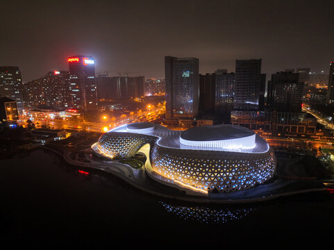 杭州金沙湖大剧院城市风光