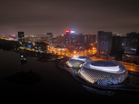 杭州金沙湖大剧院城市风光