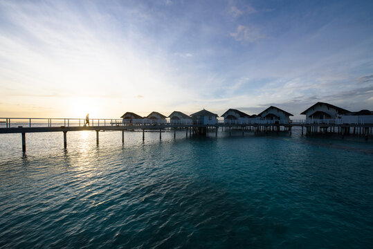 马尔代夫水屋清晨