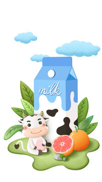 牛奶插画海报