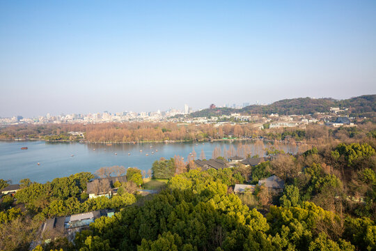 鸟瞰杭州西湖风景区