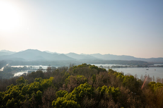 鸟瞰杭州西湖风景区