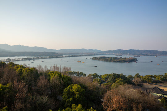 鸟瞰杭州西湖风景区