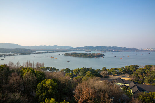 鸟瞰杭州西湖景区