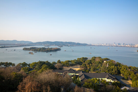 鸟瞰杭州西湖风景区