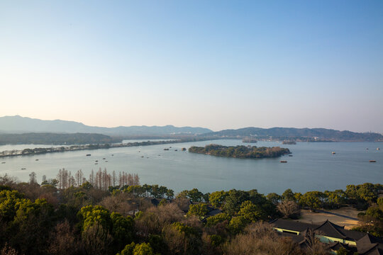 航拍杭州西湖全景