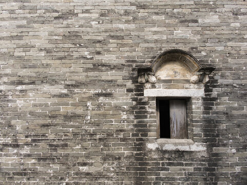 古村青砖墙
