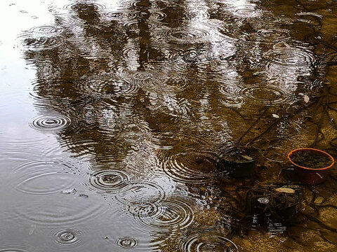 雨滴水波波光粼粼