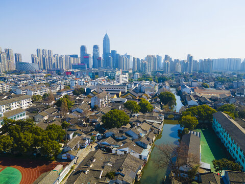 绍兴广宁桥龙华寺迪荡新城航拍