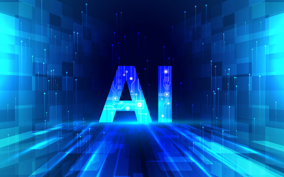 AI人工智能蓝色科技矢量图