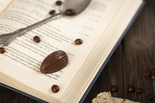 图书上的巧克力甜品