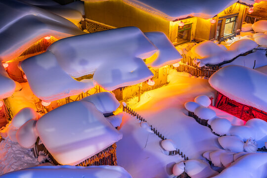 中国雪乡景区夜景