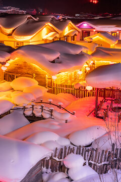 中国雪乡景区夜景