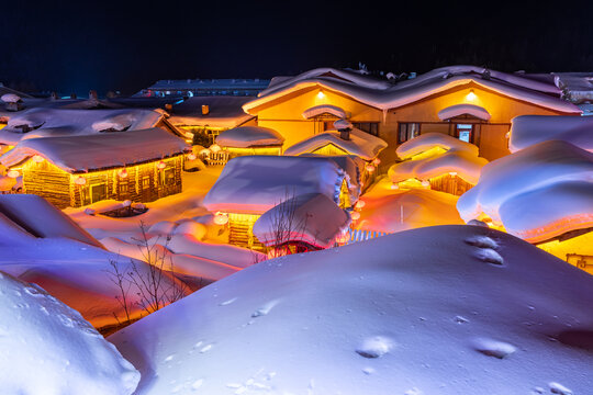 中国雪乡景区夜景