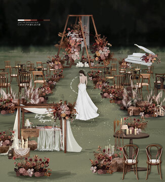 户外婚礼设计游园风婚礼手绘