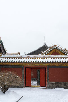 冬天雪后的中国沈阳故宫