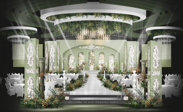 法式花园风婚礼背景效果图