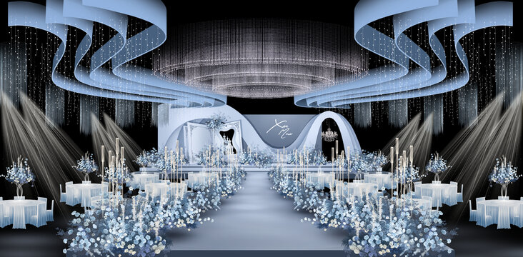 蓝白色水晶婚礼