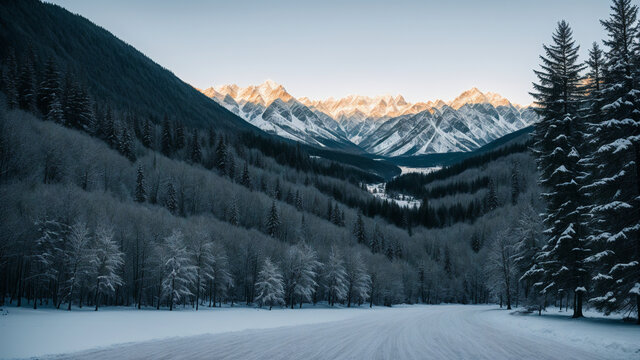 雪山下的路