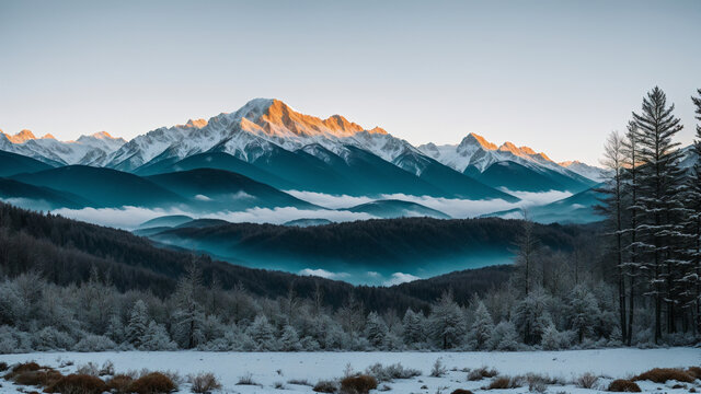 雪山下的云