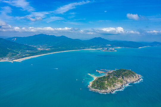 航拍海南陵水分界洲岛热带岛屿