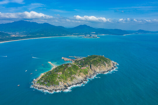 航拍海南陵水分界洲岛热带岛屿