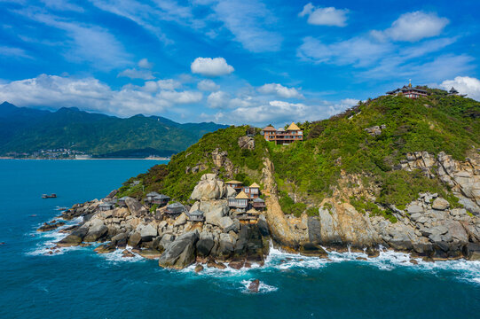 航拍海南陵水分界洲岛热带岛屿