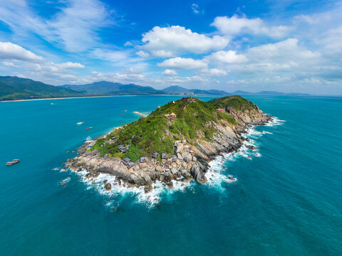 航拍海南陵水分界洲岛热带岛屿